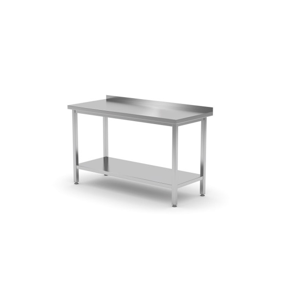 Masa de lucru din inox, cu rebord si polita pregatita pentru ansamblare, 1000x700xh850mm