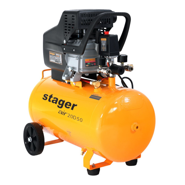 Compresor aer, 50L, 8bar, 200L/min, monofazat, angrenare directa, Stager Air 20D50
