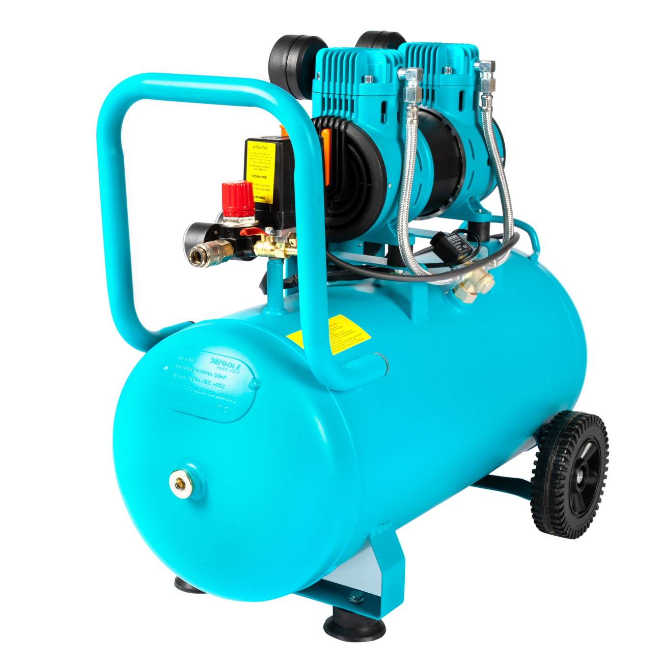 Compresor Detoolz 50L fara ulei, 1680 W, debit 214L/min, 8 bar, 2 prize de aer — imaginea 12