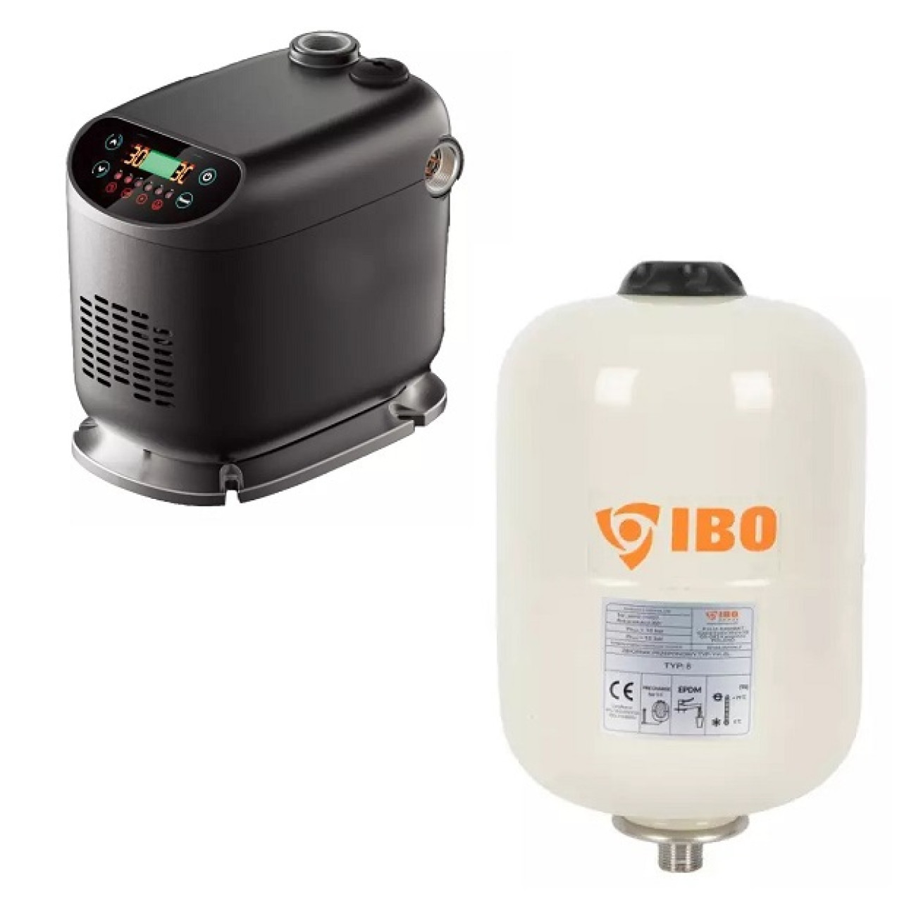 Pompa pentru ridicarea Presiunii cu Invertor Incorporat IBO HOME 2, 550W, 70 l/min, H Ref 45m + Vas expansiune IBO Dambat Italy, 8 litri