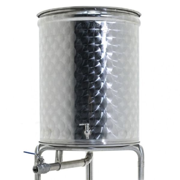 Butoi inox cu capac flotant si fund conic, 150L, inclus canea inox si capac anti-praf, TRE.I Italy