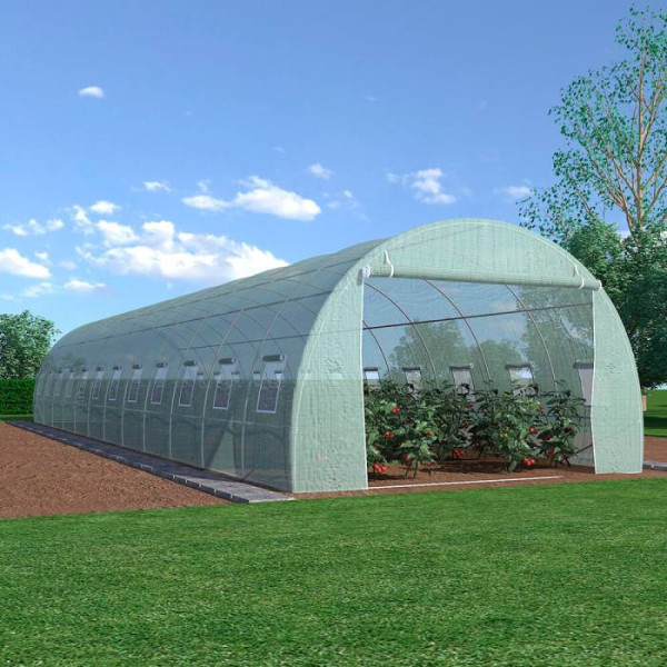 Solar gradina / Sera legume cu schelet metalic 10 x 4 x 2.5 m, teava 32 x 1.2 mm, 40 mp, polietilena 180g/m2, rezistenta la UV